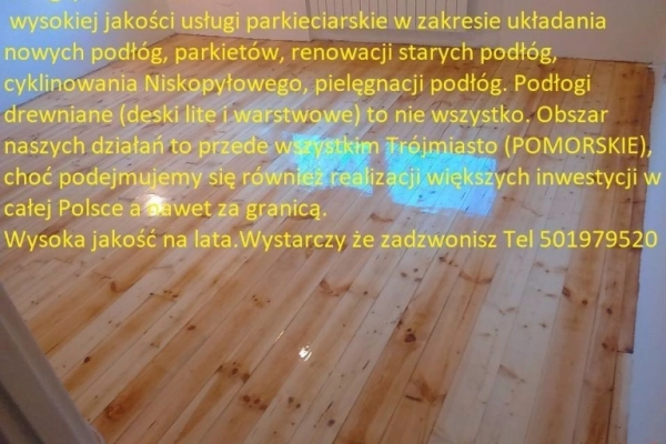 Ogłoszenie - Cyklinowanie Bezpyłowe .Desk,Parkiety,schody,kompleksowo ,Vat - 75,00 zł