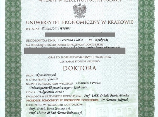 Ogłoszenie - Dyplomy Studia. Matury Certyfikaty Magister Licencjat i Inżynier - Płock - 2 000,00 zł