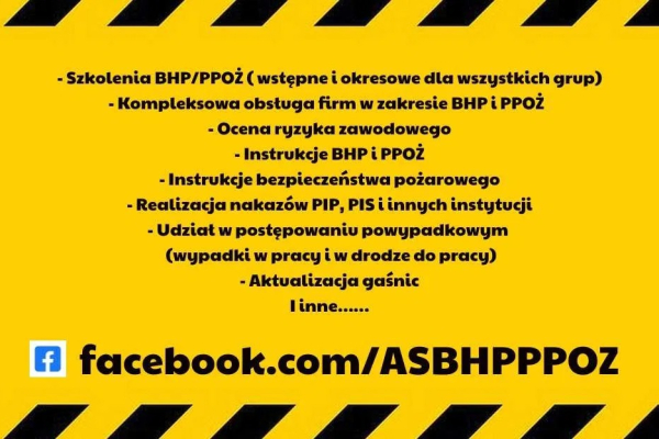 Ogłoszenie - Szkolenia online (i nie tylko) BHP i PPOŻ, instrukcje itp Cała Polska! - Zielona Góra - 50,00 zł