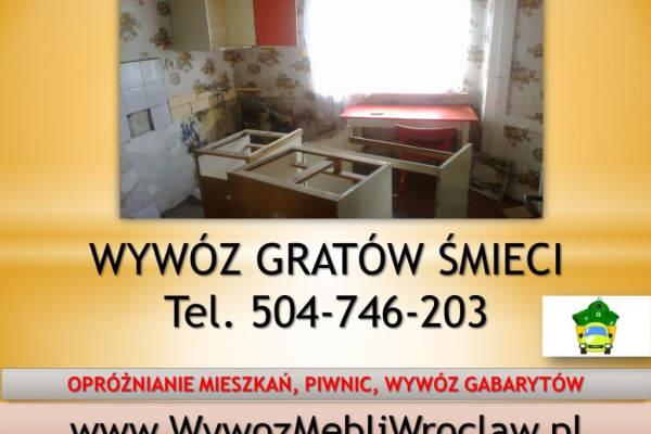 Ogłoszenie - Wywóz mebli, cena, tel. 504-746-203, Wrocław, odbiór starych mebli.  Opróżnianie, likwidacja, mieszkań ,wywożenie rzeczy - Wrocław