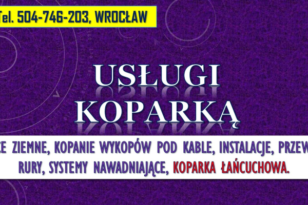 Ogłoszenie - Prace ziemne, koparka, cennik Wrocław, tel. 504-746-203, kopanie, wynajem koparki,  Usługi minikoparką łańcuchową - Wrocław