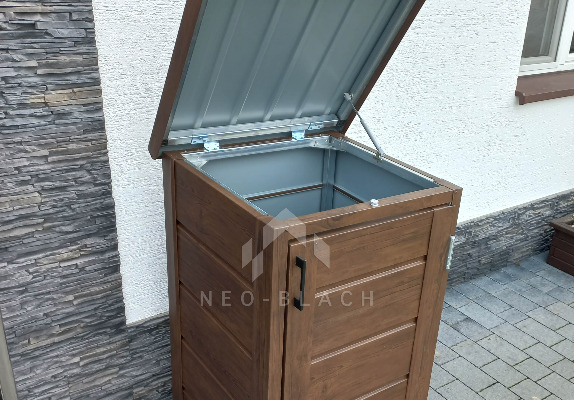 Ogłoszenie - Zabudowa kosza na śmieci wiata śmietnikowa obudowa kubłów 60x65x110 cm 1x120L ciemny orzech NB214 - Gdynia - 1 540,00 zł