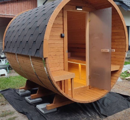 Ogłoszenie - Sauna Beczka 2,4m z Tarasem i Siedziskami Z MONTAŻEM - Mazowieckie - 10 900,00 zł