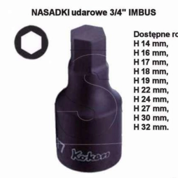 Ogłoszenie - NASADKI udarowe 3/4 IMBUS KOKEN - H 14, 16, 17, 18, 19, 22, - 99,00 zł