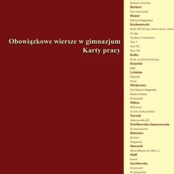 Ogłoszenie - Obowiązkowe wiersze w gimnazjum, karty pracy dla nauczyciela - 5,00 zł