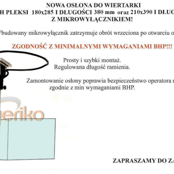 Ogłoszenie - Osłona bezpieczeństwa do wiertarek - FIRMA WERIKO - 1,00 zł