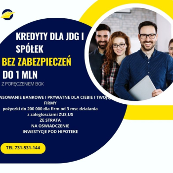 Ogłoszenie - SZYBKIE KREDYTY DLA FIRM JDG I SPÓŁEK ORAZ OSOB - Inowrocław - 100,00 zł