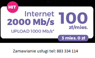 Ogłoszenie - Najszybszy Internet Światłowodowy  2 GB/S + Telewizja Kablowa - Warmińsko-mazurskie - 100,00 zł