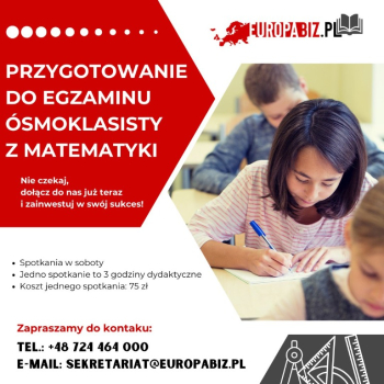 Ogłoszenie - Kurs przygotowujący do egzaminu ósmoklasisty z matematyki - Szczecin - 75,00 zł