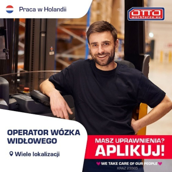 Ogłoszenie - OPERATOR WÓZKA WIDŁOWEGO z doświadczeniem! Wysoki skład - WYSOKA STAWKA. - Holandia