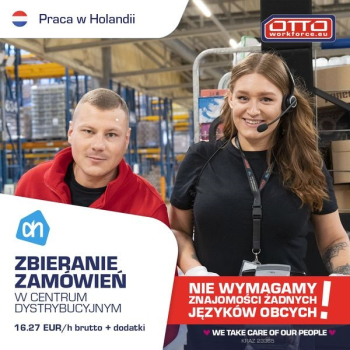 Ogłoszenie - Zbieranie zamówień w centrum dystrybucyjnym Albert Heijn | 16.27 EUR/h! - Holandia