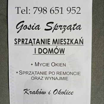 Ogłoszenie - Sprzątanie mieszkań, mycie okien, pranie tapicerki - Kraków