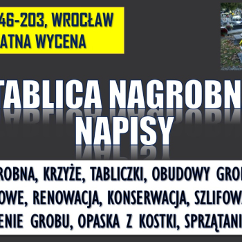 Ogłoszenie - Tabliczka nagrobna, cena Wrocław tel. 504-746-203, na krzyż, Wrocław, cmentarz - Wrocław