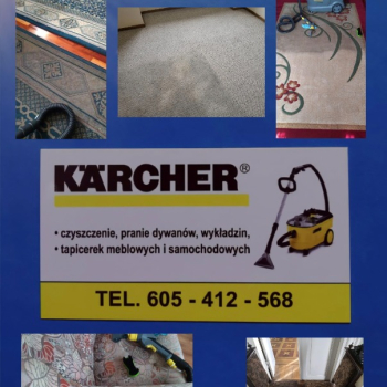 Ogłoszenie - Karcher Krzywiń tel 605-412-568 pranie czyszczenie wykładzin dywanów, narożników kanap foteli krzeseł Ozonowanie