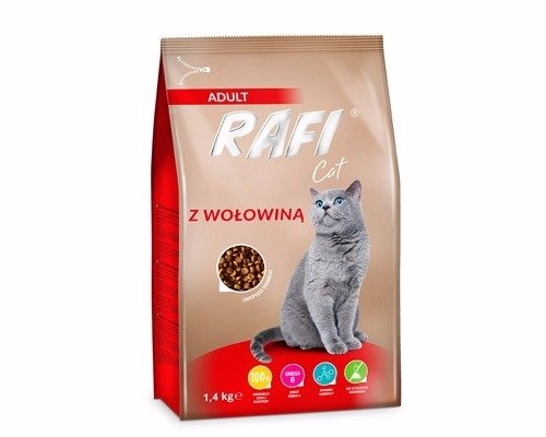Ogłoszenie - Sucha karma dla kota Rafi Cat z wołowiną 1.4 kg - 17,59 zł