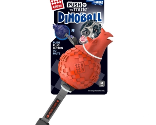 Ogłoszenie - Zabawka dla psa GiGwi Push to Mute Dinoball Triceratops - dinozaur pomarańczowy - 38,44 zł
