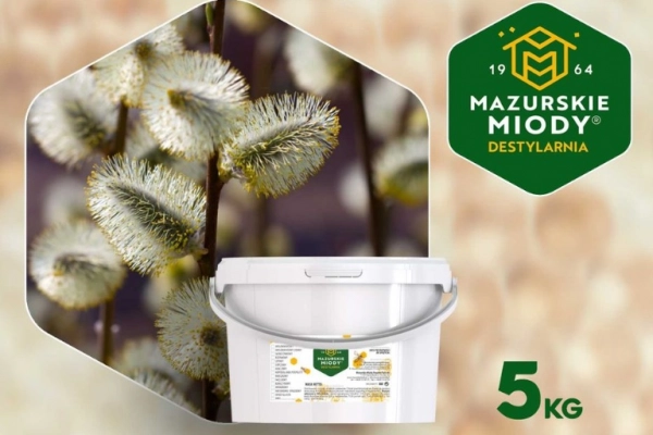 Ogłoszenie - Wiadro 5 kg - MIÓD WIERZBOWY [Mazurskie Miody] Produkty Pszczele Hurt - 24,20 zł