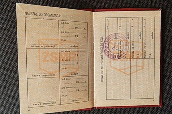 Ogłoszenie - Legitymacja ZSMP - oryginał - PRL - &quot; pusta &quot; - 150,00 zł