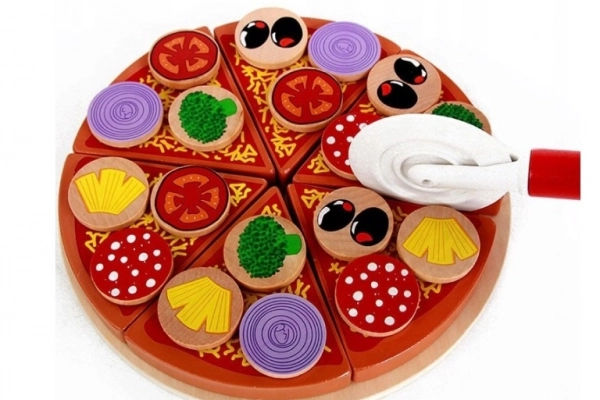 Ogłoszenie - Drewniana Pizza do Krojenia na Rzep Akcesoria Nóż Zabawka - 58,00 zł