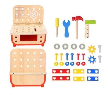Ogłoszenie - Drewniany Warsztat Stół z Narzędziami TOOKY TOY - 162,99 zł