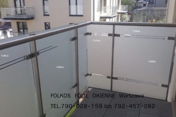 Ogłoszenie - Folie na balkony Warszawa Wola- Odolany -oklejanie szyb balkonowych Folkos folia matowa na balkon - Wola - 123,00 zł
