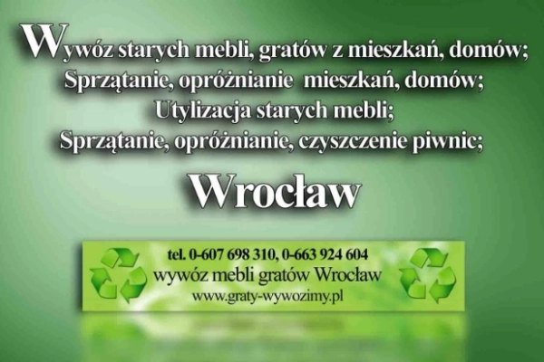 Ogłoszenie - wywóz,utylizacja starych mebli Wrocław,opróżnianie mieszkań,piwnic Wrocław - Wrocław - 1,00 zł