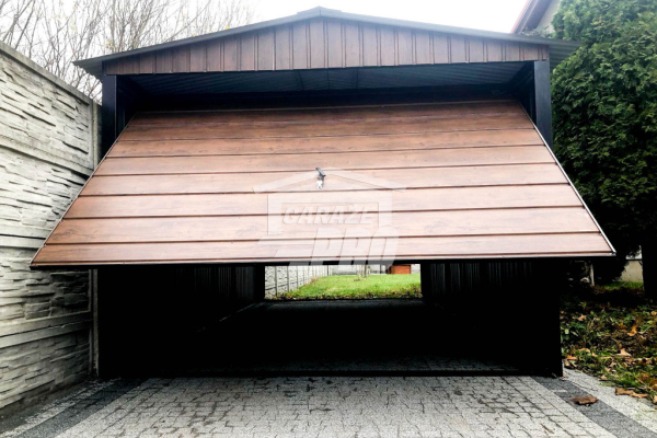 Ogłoszenie - Garaż blaszany 3x6 2x Brama  drewnopodobny  Dach dwuspadowy GP77 - Koszalin - 7 100,00 zł