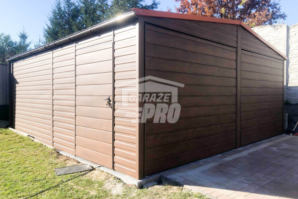 Ogłoszenie - Garaż blaszany 6x6 2x Brama + drzwi drewnopodobny  Dach dwuspadowy GP111 - Mysłowice - 17 100,00 zł