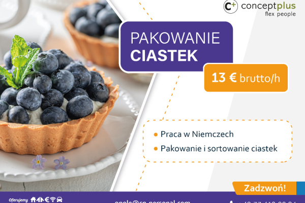 Ogłoszenie - Pracownik produkcji pakowanie ciastek - Niemcy - Wrocław