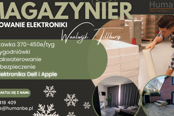 Ogłoszenie - MAGAZYNIER - ELEKTRONIKA - WAALWIJK/TILLBURG - Wrocław - 9 000,00 zł