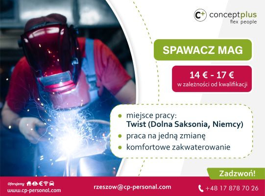 Ogłoszenie - Spawacz MAG (k/m) - Niemcy - Rzeszów