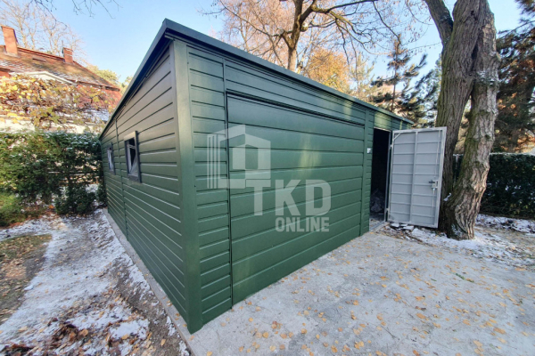 Ogłoszenie - Garaż Blaszany 5,5x6 Brama - drzwi - 2x okno - zielony - dach spad w tył TKD84 - Toruń - 11 990,00 zł