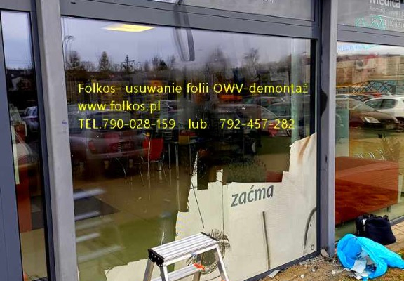 Ogłoszenie - Usługa zrywania usuwania folii z witryn, usuwanie starej zniszczonej folii, usuwanie kleju, mycie szyb Warszawa -FOLKOS - Praga-Północ - 123,00 zł