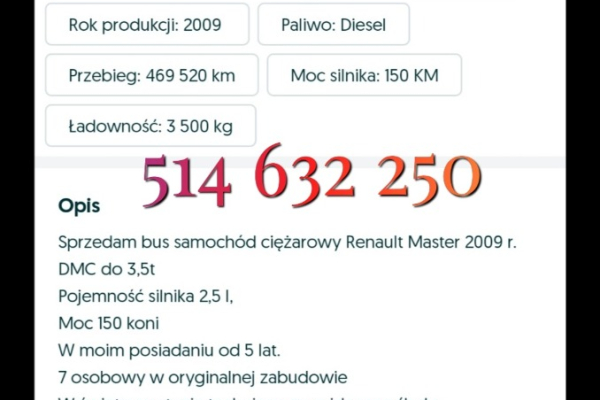 Ogłoszenie - Sprzedam samochód bus Renault Master - Siedlce - 19 000,00 zł