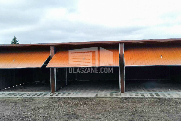 Ogłoszenie - Blaszak - Garaż Blaszany 9x5 -3x Brama uchylna - ciemny brąz + jasny brąz - dach Spad w tył BL106 - Pruszków - 14 380,00 zł