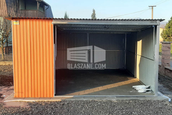 Ogłoszenie - Blaszak - Garaż Blaszany 4x5 - Brama uchylna - jasny brąz ( cegła )- dach Spad w Tył BL99 - Kłodzko - 5 290,00 zł