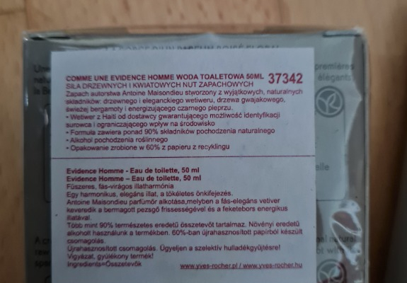 Ogłoszenie - Męska woda toaletowa EVIDENCE 50ML szampon-żel gratis Yves Rocher - 100,00 zł