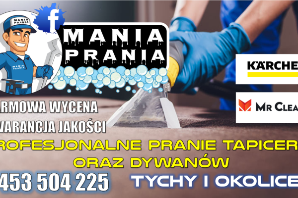 Ogłoszenie - Pranie tapicerki meblowej i dywanów - Tychy - 100,00 zł