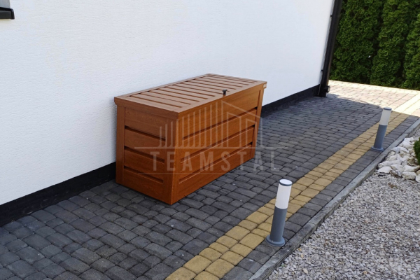 Ogłoszenie - Skrzynia ogrodowa metalowa kufer 150x60x70cm złoty dąb TS612 - Słupsk - 1 850,00 zł
