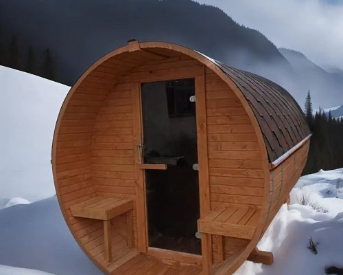 Ogłoszenie - Sauna Beczka 2,4m z Tarasem i Siedziskami - 8 990,00 zł