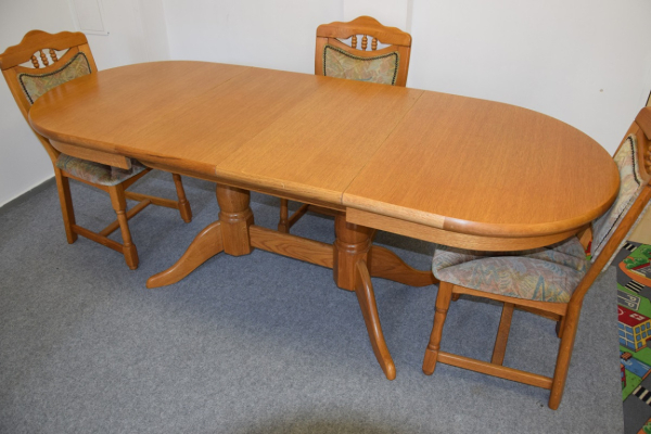 Ogłoszenie - stół dębowy rozkładany i 4 krzesła - komplet jak nowy - Olsztyn - 2 450,00 zł