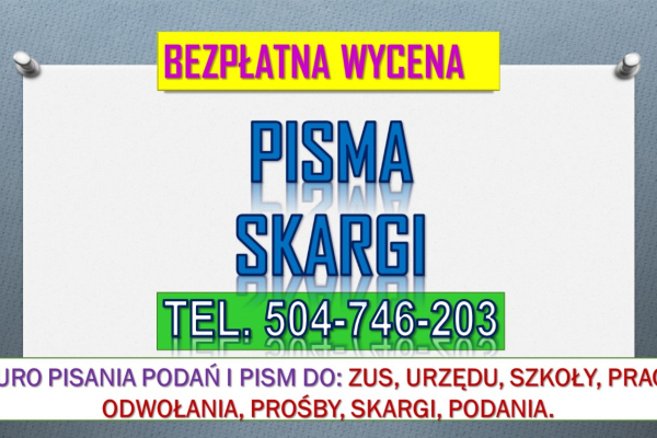 Ogłoszenie - Napisanie pisma ZUS, cena, tel. 504-746-203. Odwołanie do decyzji ZUS. Zasiłek, emerytury, renty, zasiłku. - Wrocław