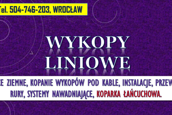 Ogłoszenie - Prace ziemne, koparka, cennik Wrocław, tel. 504-746-203, kopanie, wynajem koparki,  Usługi minikoparką łańcuchową - Wrocław