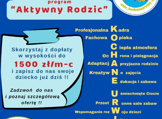 Ogłoszenie - ŻŁOBEK – KLUB DZIECIĘCY KOCHANE URWISY opieka dzienna nad dziećmi do lat 3 - Mazowieckie - 1 750,00 zł