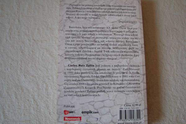 Ogłoszenie - Carlos Ruiz Zafon Marina - Kraków - 21,00 zł