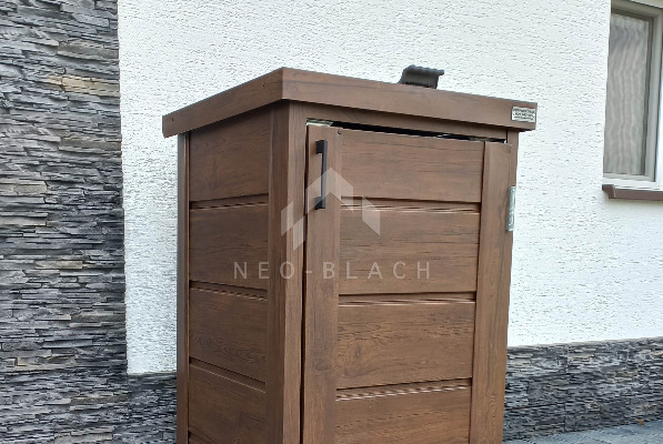 Ogłoszenie - Zabudowa kosza na śmieci wiata śmietnikowa obudowa kubła 60x65x110 cm 1x120L ciemny orzech NB213 - Sopot - 1 540,00 zł