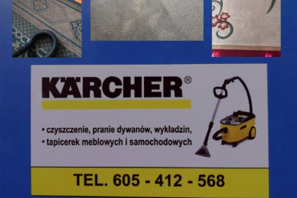 Ogłoszenie - Karcher Kokorzyn Tel 605-412-568 pranie czyszczenie wykładzin dywanów tapicerki meblowej i samochodowej ozonowanie - Kościan