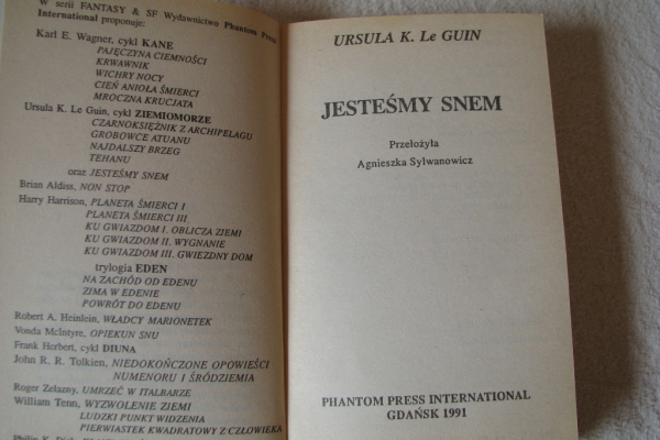 Ogłoszenie - Ursula K. Le Guin Jesteśmy snem  Wydanie I - Kraków - 21,00 zł