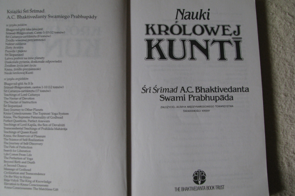 Ogłoszenie - Nauki królowej Kunti - Śri Śrimad A.C. Bhaktivedanta Swami Prabhupada - Kraków - 12,00 zł