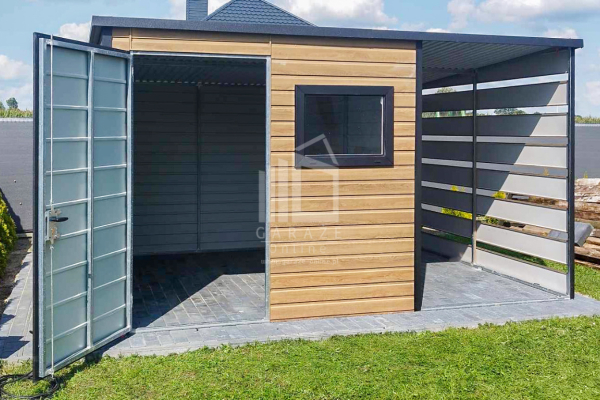 Ogłoszenie - Schowek - domek ogrodowy 2x2 m + wiata - drzwi - okno - winchester - dach spad w tył ID669 - Bydgoszcz - 4 990,00 zł